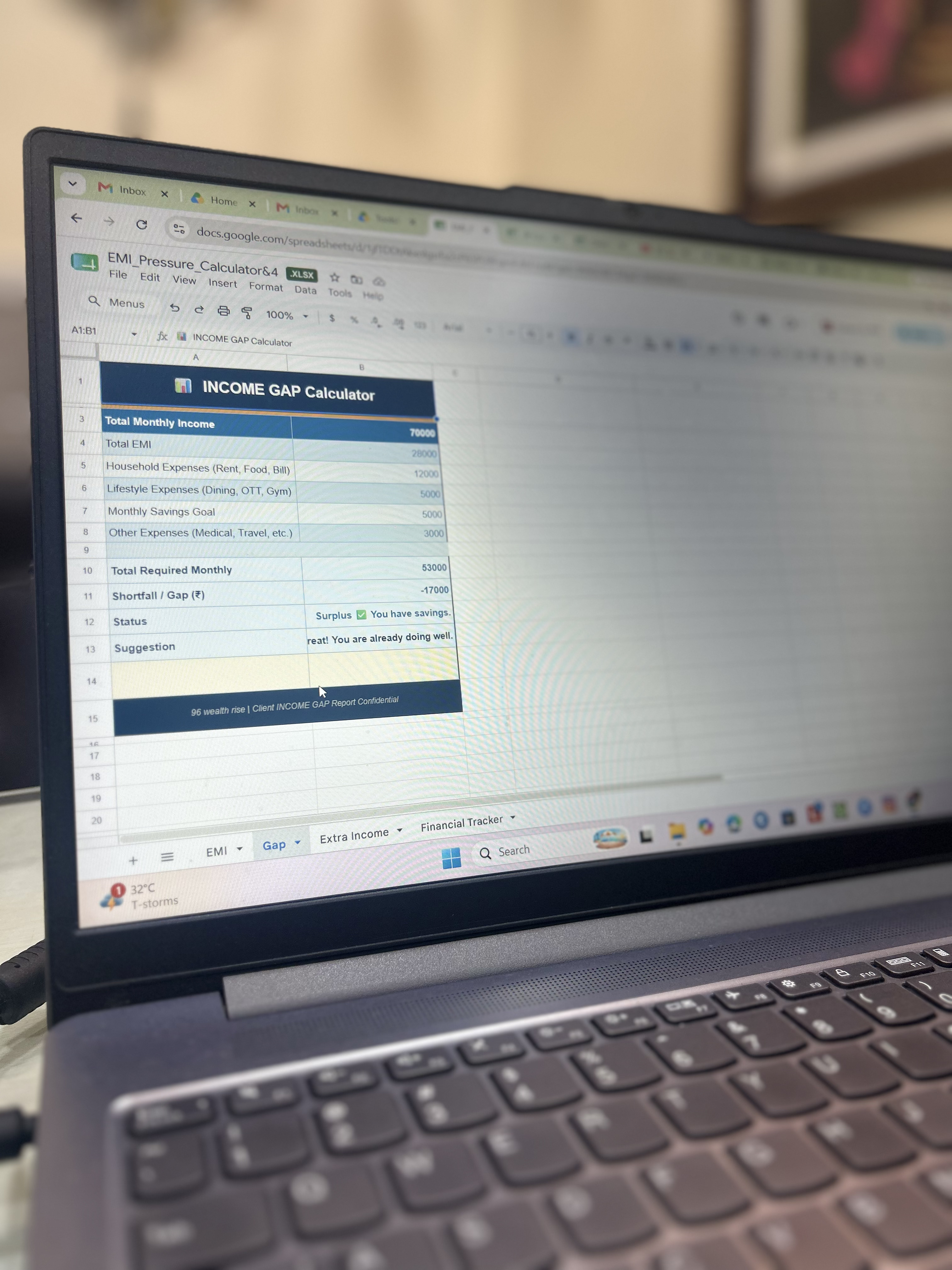 Income Gap Calculator for financial planning